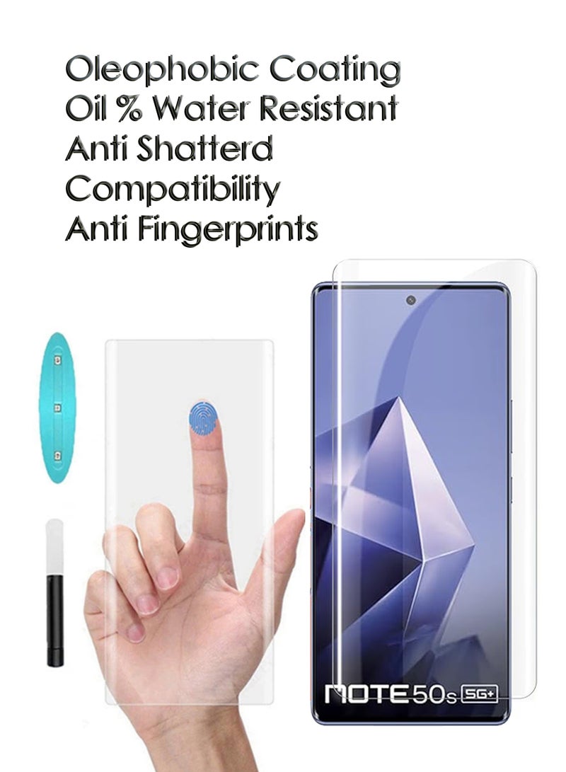 For Infinix Note 50s 5G+ - UV Advanced Premium Tempered Glass Screen Protector Guard , Full Adhesive UV Curved Case Friendly HD Clarity With Installation Kit - Image 4