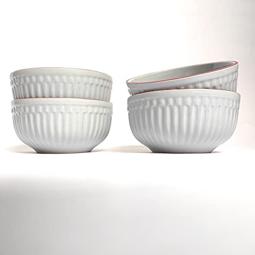 Separate Way Ceramic Soup Bowls, Cereal Bowl, Dishwasher & Microwave Safe/Serving Bowls For Kitchen (Grey, Set Of 4) - 500 Ml - Image 1