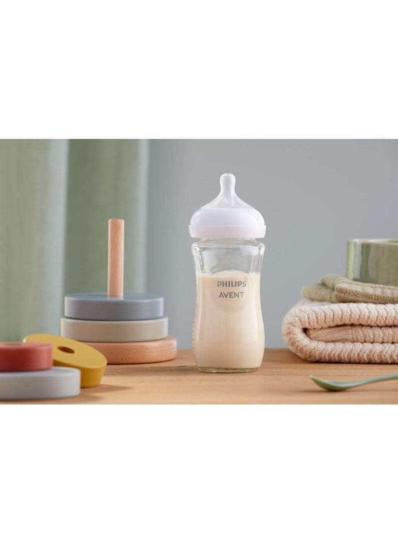 فيليبس زجاجة رضاعة طبيعية للأطفال من الزجاج – 260 مل، خالية من مادة BPA، مع حلمة مناسبة للأطفال من عمر شهر فأكثر، سهلة الدمج مع الرضاعة الطبيعية وتدعم الإمساك الطبيعي - Image 4