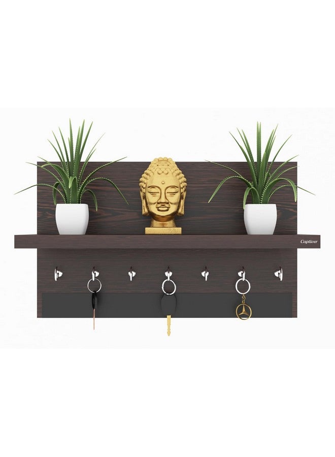 Captiver MDF Wood Wall Mounted Key Holder with Storage Stand (7 Hooks, Wenge) - Image 2