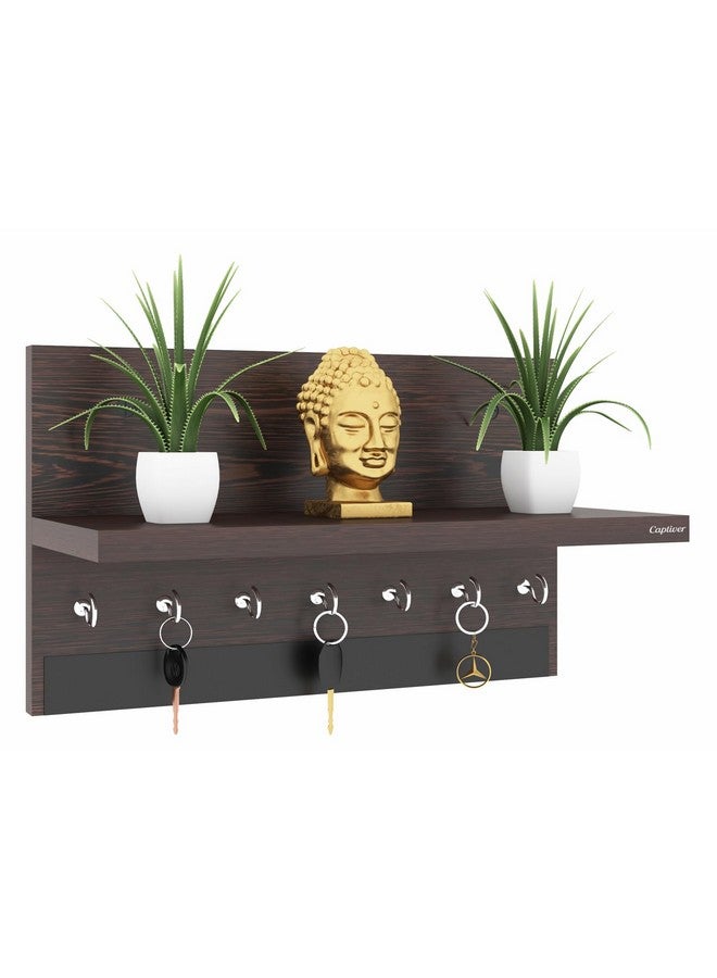 Captiver MDF Wood Wall Mounted Key Holder with Storage Stand (7 Hooks, Wenge) - Image 1