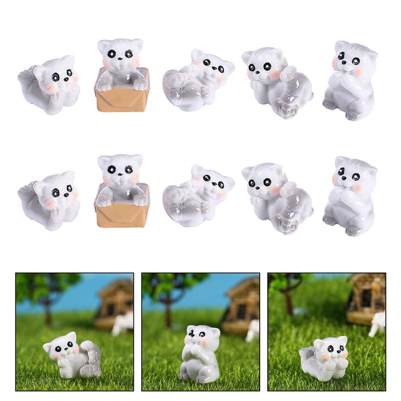 Mini Resin Cat Figurines DIY Bonsai Garden Decor Set Of 5 Cute Indoor Patio Ornaments - Image 5