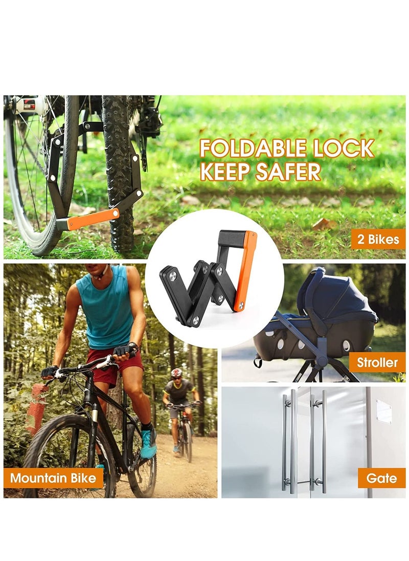 SYOSI - Compact Folding Bike Lock with 3 Keys 2.06 Ft Anti Theft Security Bicycle Locks, Super Strong Bike Foldable Lock, Bicycle Security Chain Lock with Bracket for Electric Bikes Scooters - Image 1