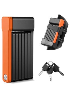 Compact Folding Bike Lock with 3 Keys 2.06 Ft Anti Theft Security Bicycle Locks, Super Strong Bike Foldable Lock, Bicycle Security Chain Lock with Bracket for Electric Bikes Scooters