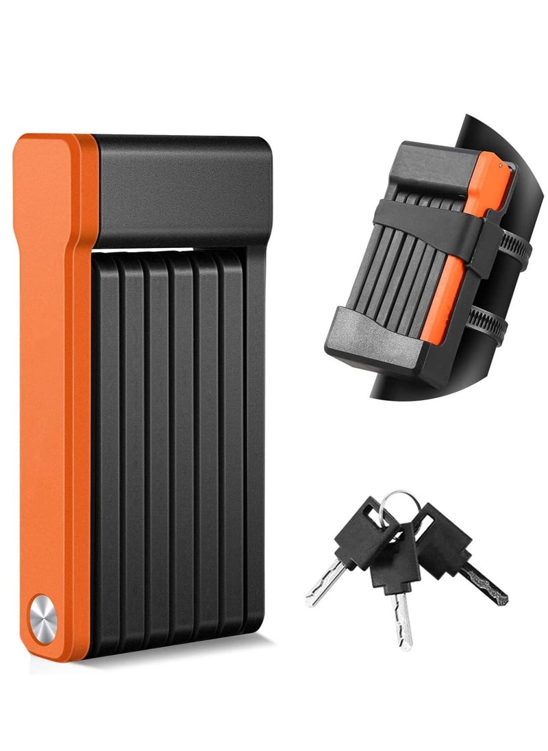 SYOSI - Compact Folding Bike Lock with 3 Keys 2.06 Ft Anti Theft Security Bicycle Locks, Super Strong Bike Foldable Lock, Bicycle Security Chain Lock with Bracket for Electric Bikes Scooters - Image 1