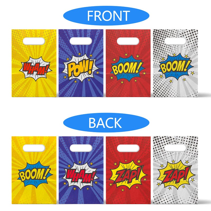 KALEFO 24 Pack Superhero Party Supplies Treat Bags Birthday Party Recyclable Cookie Candy Paper Favor Bag Super Hero Decorations - Image 4
