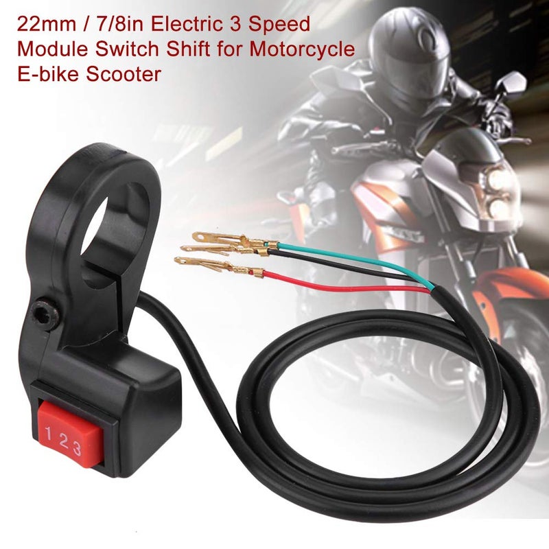 Suuonee Handlebar Switch Change, 22mm 7/8in Electric Handlebar 3 Speed Module Switch Switch Switch for Motorcycle Electric Bike Scooter, Black - Image 3