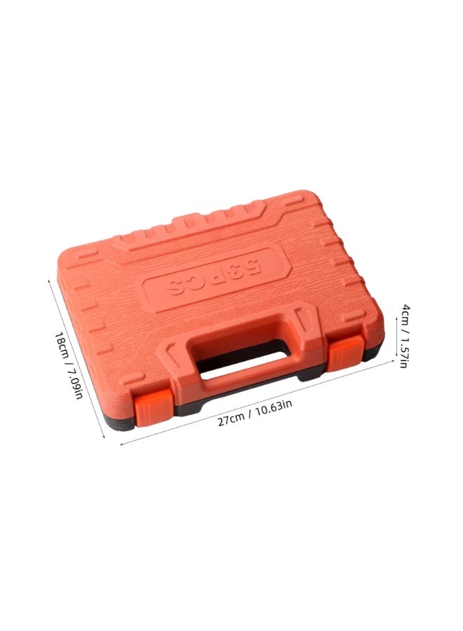 مجموعة مفاتيح مقبس مكونة من 53 قطعة، بما في ذلك مفاتيح ربط مقاس 1/4 بوصة وصندوق أدوات بلاستيكي، مناسبة لإصلاح السيارات والاستخدام المنزلي، نسخة مطورة. - Image 2