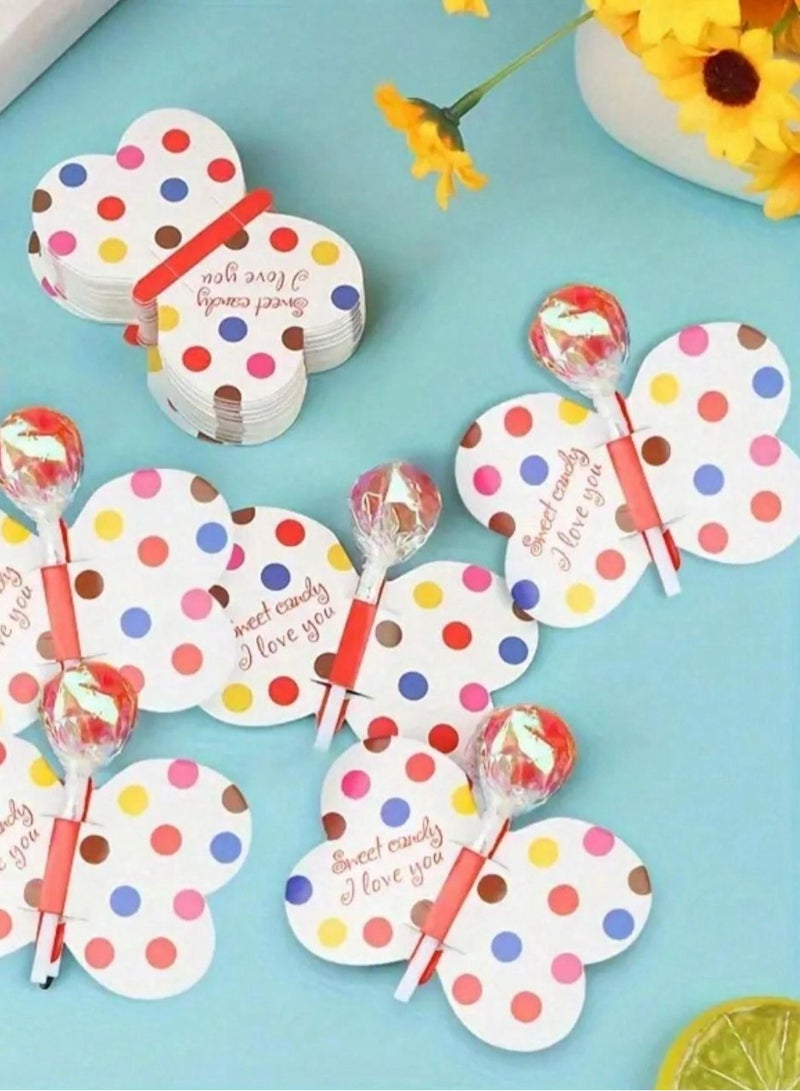 50 قطعة بطاقة ورقية مزخرفة بنمط فراشة لتزيين الحلوى والمصاصات – لمسة فاخرة ومثالية لحفلات الأطفال والمناسبات الخاصة - Image 2