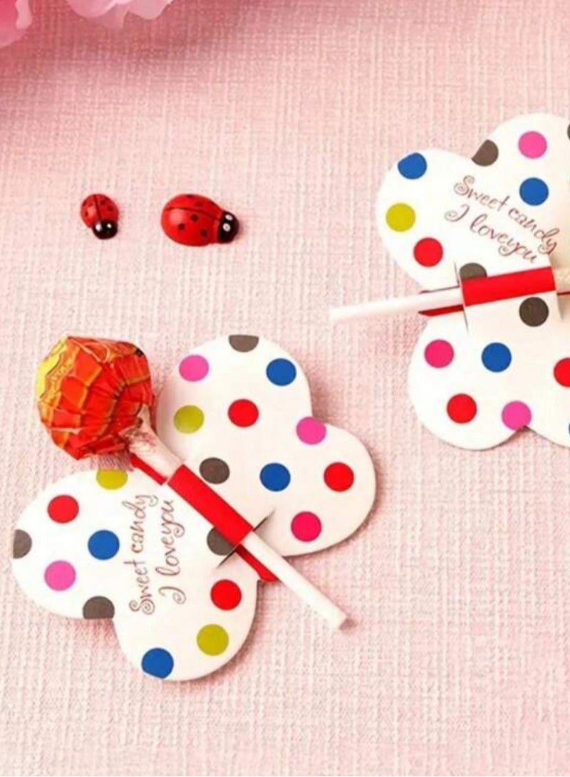 50 قطعة بطاقة ورقية مزخرفة بنمط فراشة لتزيين الحلوى والمصاصات – لمسة فاخرة ومثالية لحفلات الأطفال والمناسبات الخاصة - Image 1