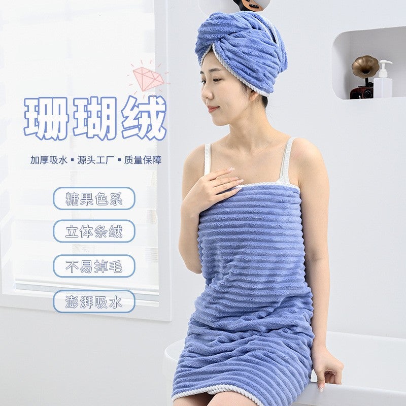 Cross-Border Coral Fleece Towel Bath Towel Quick-Dry Hair Drying Cap, Non-Shedding, Absorbent, Face Wash, More Absorbent Than Pure Cotton, Can Be Vacuum-Packed - Image 2