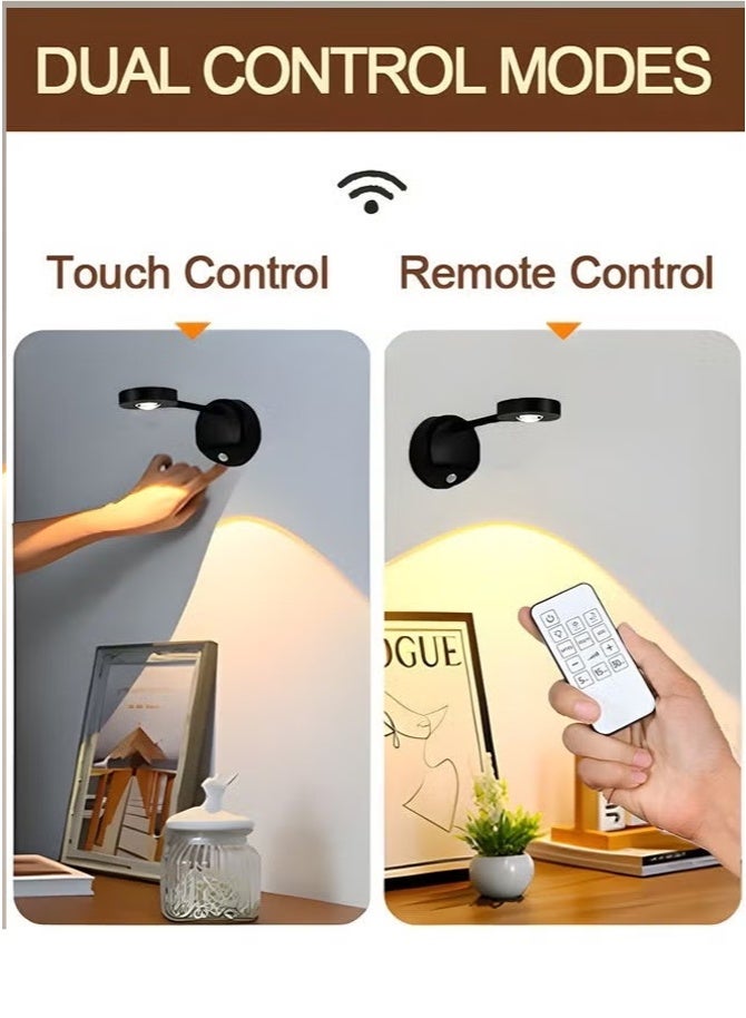 Motion Sensor Picture Light LED Cat-Eye Bulb Wall Sconce with Remote Control, 360° Rotation Wireless Rechargeable Wall Lamp with 3 Color Temperatures & 3 Brightness Levels for Paintings - Image 3