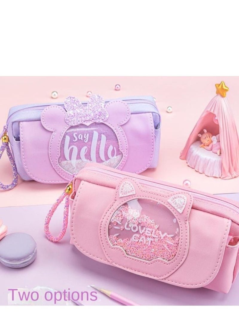 Y&D - Pencil Case Girls Large Capacity Stationery Case Primary School Students Multifunctional Pencil Case Wholesale Quicksand Pencil Case - Image 1