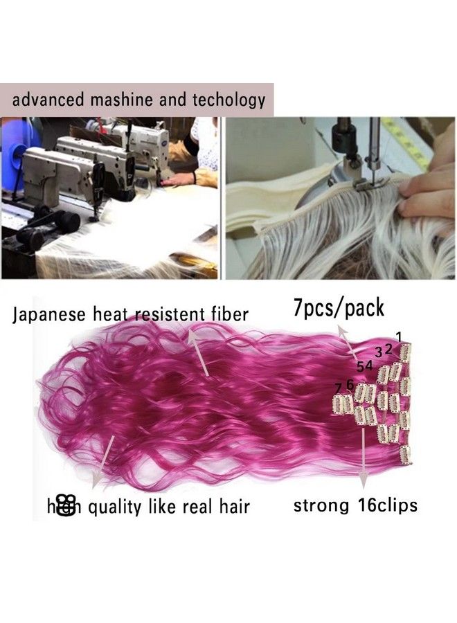 iLUU Teal Fashion Women Cosplay Party Daily Use Clip In Hair Extensions 20" 100G 7Pcs 16Clips Long Wavy Curly Easy Wear And Easy Care Clip On Hair Extension For Women Hair - Image 4