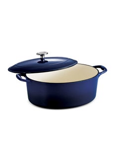 TRAMONTINA Since 1911,Made in Brazil-  Series 1000 7 Qt Cobalt Enameled Cast Iron Covered Oval Dutch Oven  - Image 2