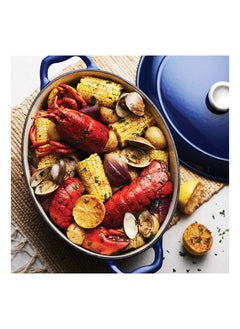 TRAMONTINA Since 1911,Made in Brazil-  Series 1000 7 Qt Cobalt Enameled Cast Iron Covered Oval Dutch Oven  - Image 4