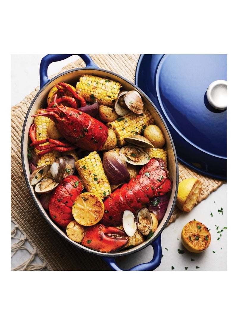 Since 1911,Made in Brazil-  Series 1000 7 Qt Cobalt Enameled Cast Iron Covered Oval Dutch Oven