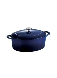 TRAMONTINA Since 1911,Made in Brazil-  Series 1000 7 Qt Cobalt Enameled Cast Iron Covered Oval Dutch Oven  - Image 1