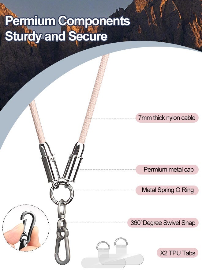 بشكل مختصر حبل هاتف 2 في 1 مزود بكابل شحن سريع مدمج من USB-C إلى USB-C، وسلك نقل بيانات نايلون عالي السرعة 60 وات، وحزام معصم متقاطع للهواتف iPhone 17/16/15 و Samsung S25 S24 Ultra S23 FE و Moto Razr/Edge 2024 و Pixel 10/9 Pro - Image 3