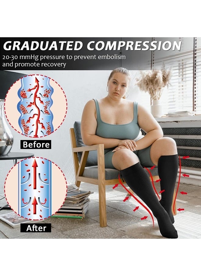 Ailaka Zipper Compression Socks for Men Women - 20-30 mmHg Close Toe Knee High Medical Compression Socks with Zipper, Zip Up Socks for Varicose Veins, Edema, Recovery, Pregnant, Nurse  - Image 2