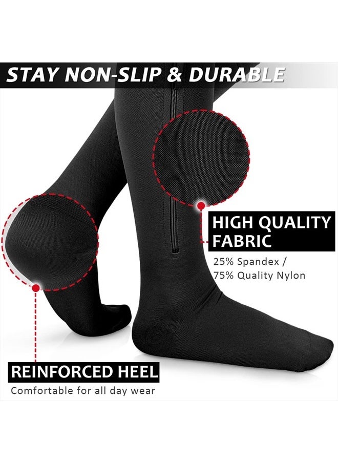 Ailaka Zipper Compression Socks for Men Women - 20-30 mmHg Close Toe Knee High Medical Compression Socks with Zipper, Zip Up Socks for Varicose Veins, Edema, Recovery, Pregnant, Nurse  - Image 4