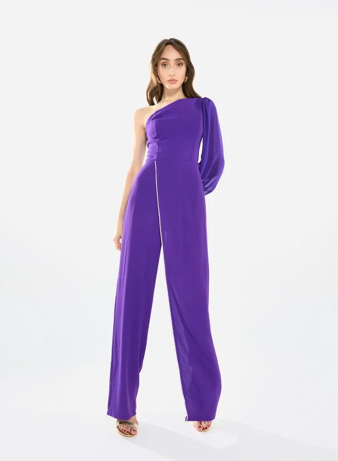 هاوس اوف مودا جمبسوت بكتف واحد وتفاصيل كريستال