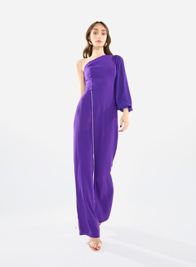 House of Moda Women Crystal Trim One-Shoulder Jumpsuit - Image 2