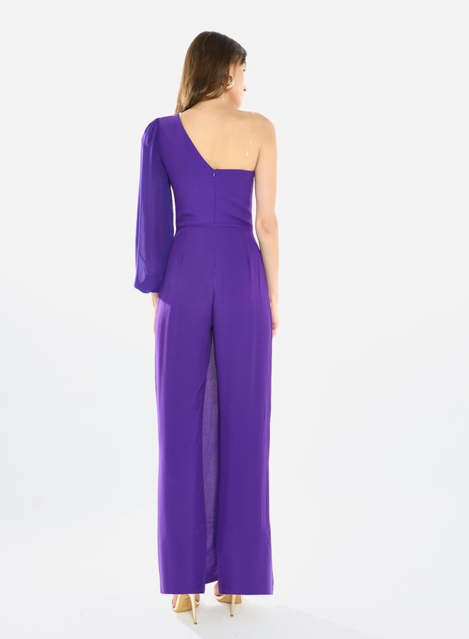 House of Moda Women Crystal Trim One-Shoulder Jumpsuit - Image 5