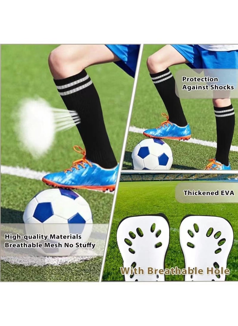 Generic 4PCS Football Skidproof Soccer Socks Nylon Pocket Shin Guard Sleeves Calf Compression Socks For Soccer Football Sports Adjustable Shin Guard Straps(Black)  - Image 3