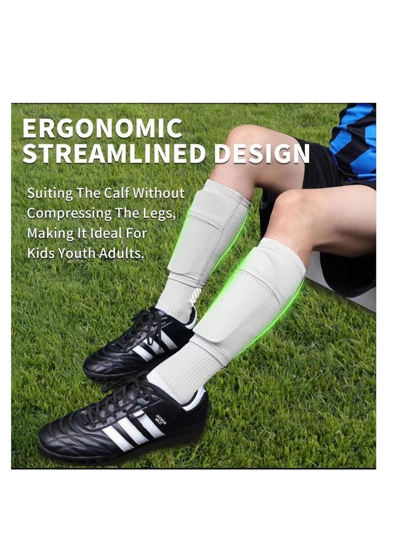 Generic 4PCS Football Skidproof Soccer Socks Nylon Pocket Shin Guard Sleeves Calf Compression Socks For Soccer Football Sports Adjustable Shin Guard Straps(Black)  - Image 4