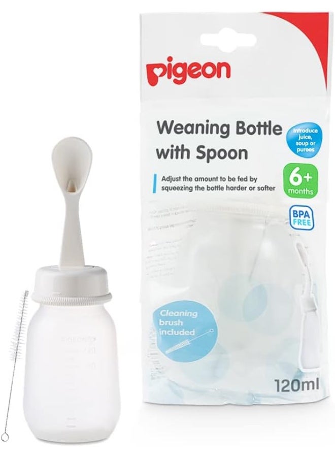 Pigeon Weaning Bottle with Spoon BPA Free, 6+ Months 120ml - Image 1
