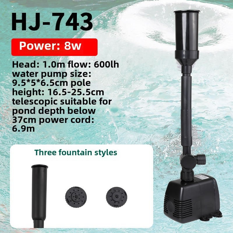 Generic Submersible Pond Pump with Fountain Heads for Garden HJ-743 8W (GB) 