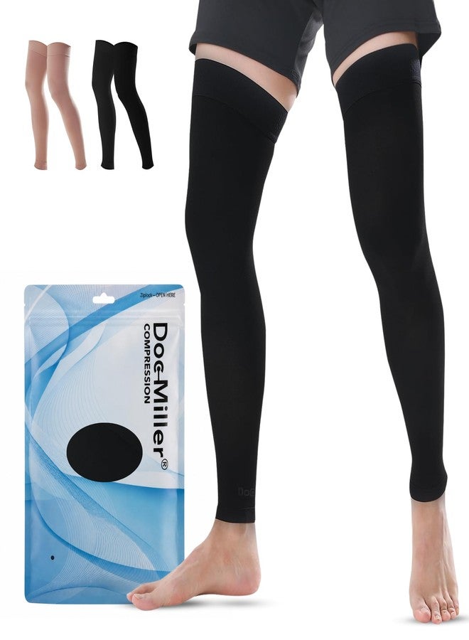 Doc Miller Thigh High Compression Socks for Women & Men, Footless 15-20 mmHg Compression Stockings for Circulation Support, Swelling, Varicose Veins, Travel, Work, Pregnancy & Daily Wear, 1 Pair - Image 1