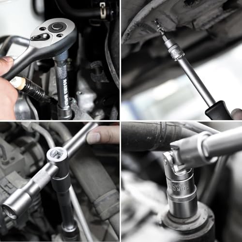 Hetkrishi Mechanics Tools Kit and Socket Set, 108-Piece Socket Wrench Set, 1/4" & 1/2" Drive, with Long Extension Bars - Image 4