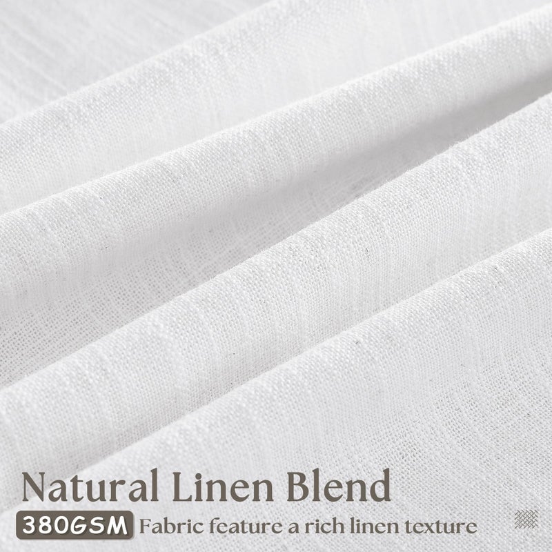 TWODRAPES Thick Linen White Curtains 90 Inches Long for Living Room Bedroon Aesthetic Pinch Pleated Drapes with Hooks Rings Back Tab Light Filtering Semi Sheer Ceiling Floor Custom Made Memory Trained Curtain - Image 3