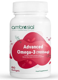 ambrosial Advanced Omega 3 Fish Oil High Strength Fish Oil Capsules 1100Mg With 360Mg Epa And 240Mg Dha- 60 Softgels  - Image 1