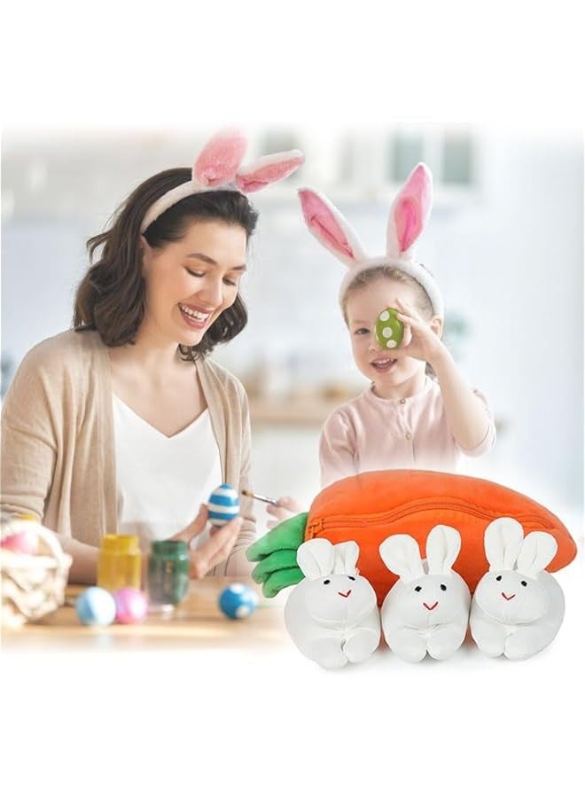 Hide and Seek Plush Bunnies in Carrot Pouch, Bunnies Stuffed Animal with Zipper Pouch,3  Rabbit and Carrot Purse Toy  - Image 4