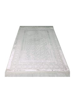 Modefa Velvet Prayer Rug - Soft Plush Turkish Janamaz Sajada Carpet for Men and Women - Plain Solid Prayer Mat Ramadan Eid Gift - with Prayer Beads - Luxury Floral Stamp (White)