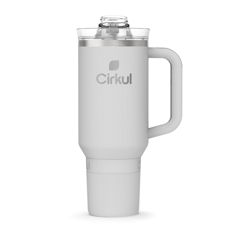 Cirkul Light Gray All-Day StrawSipâ„¢ Tumbler - 40oz Gray Stainless Steel Tumbler, Flavor Cartridges Not Included - Image 1