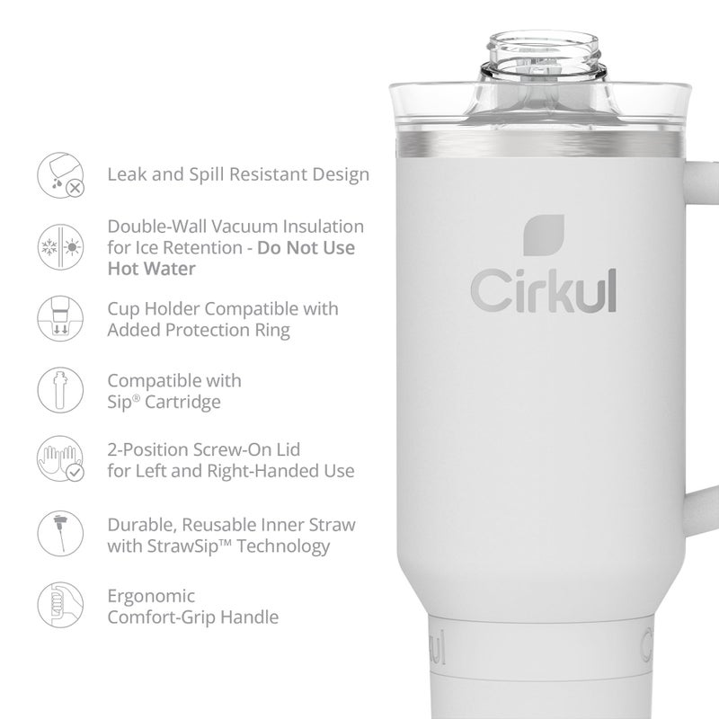 Cirkul Light Gray All-Day StrawSipâ„¢ Tumbler - 40oz Gray Stainless Steel Tumbler, Flavor Cartridges Not Included - Image 3