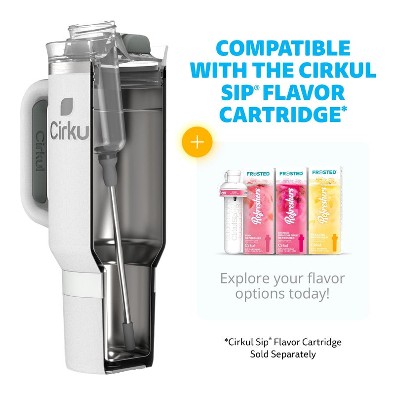 Cirkul Light Gray All-Day StrawSipâ„¢ Tumbler - 40oz Gray Stainless Steel Tumbler, Flavor Cartridges Not Included - Image 2