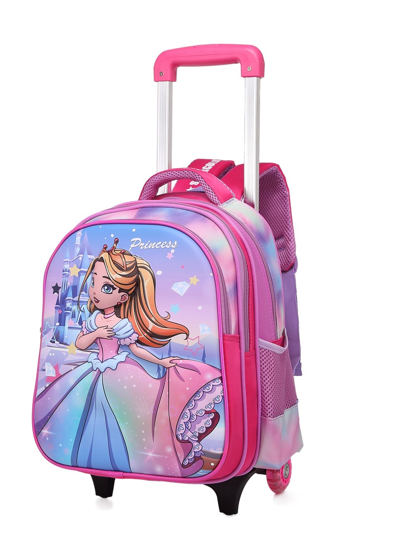 Stargold Baby Backpack 3Pcs For Baby Girls 1 lunch 1 Pencil Box And 1 Bag With Adjustable Strap For School 2 Wheels 14 Inch  - Image 2