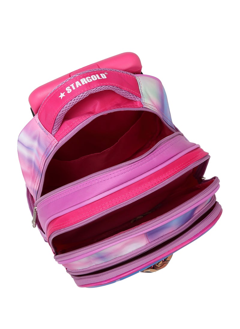 Stargold Baby Backpack 3Pcs For Baby Girls 1 lunch 1 Pencil Box And 1 Bag With Adjustable Strap For School 2 Wheels 14 Inch  - Image 4