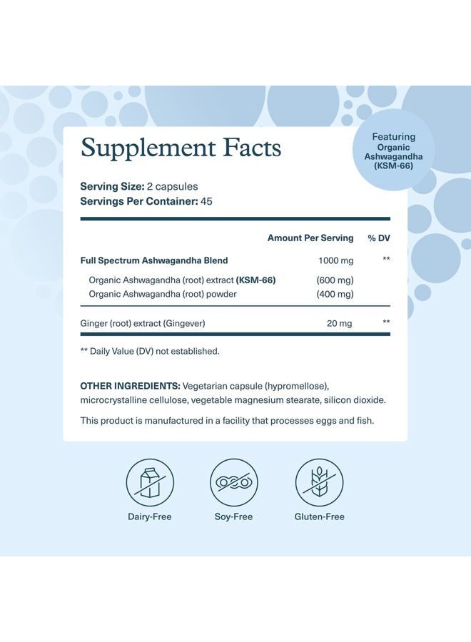 youtheory Ashwagandha - 1,000 mg - Stress & Cortisol Support Supplement - Adaptogenic Herbal Blend with KSM-66 Ashwagandha & Ginger - 90 Vegetarian Capsules - Image 2