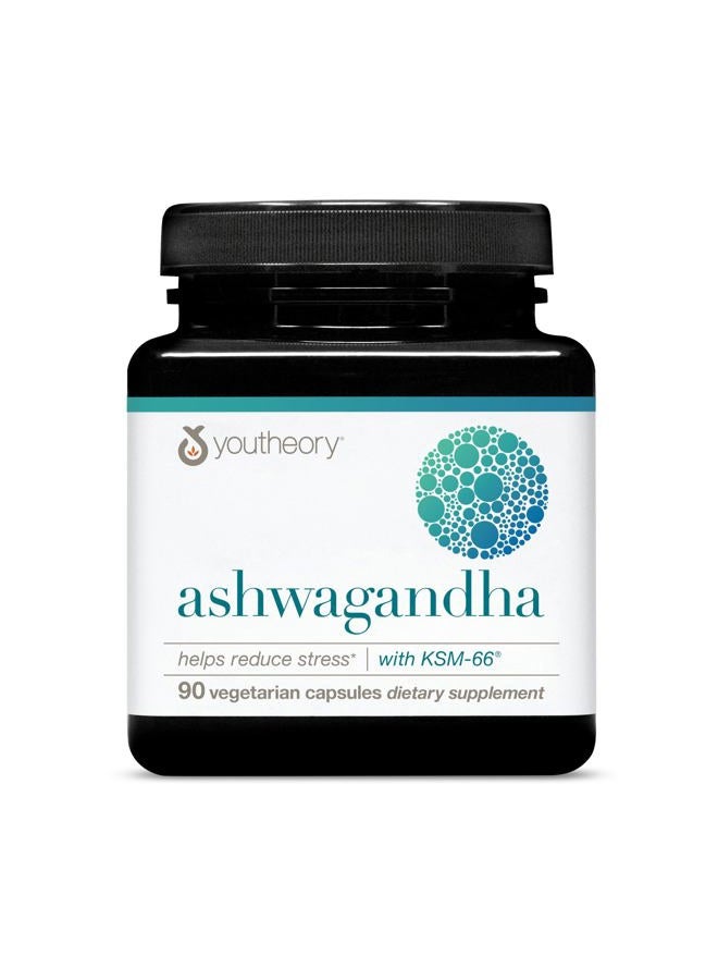 youtheory Ashwagandha - 1,000 mg - Stress & Cortisol Support Supplement - Adaptogenic Herbal Blend with KSM-66 Ashwagandha & Ginger - 90 Vegetarian Capsules - Image 1