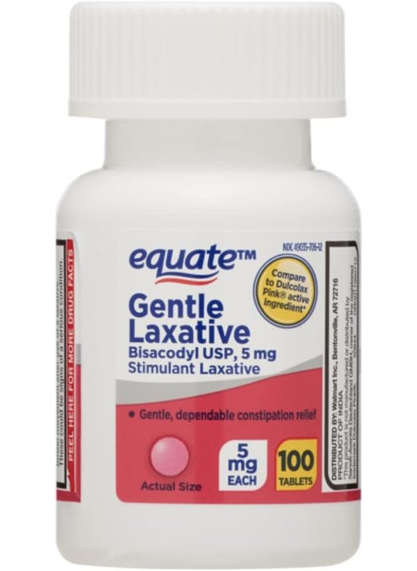 Equate 100 CT bottle gentle laxative tablets, Bisacodyl USP 5mg by equate Compare to Dulcolax 
