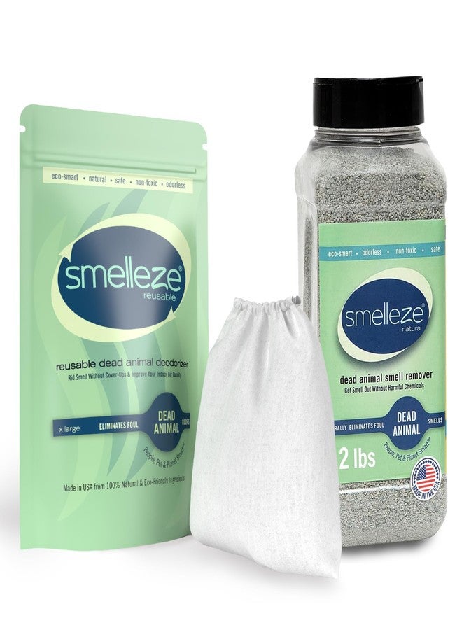 SMELLEZE Ultimate Odor Removal Bundle – 2 lb. Granules + 1 Reusable Pouch | Eliminates Tough Smells | Safe, Natural & Long-Lasting Indoor & Outdoor Odor Control - Image 1