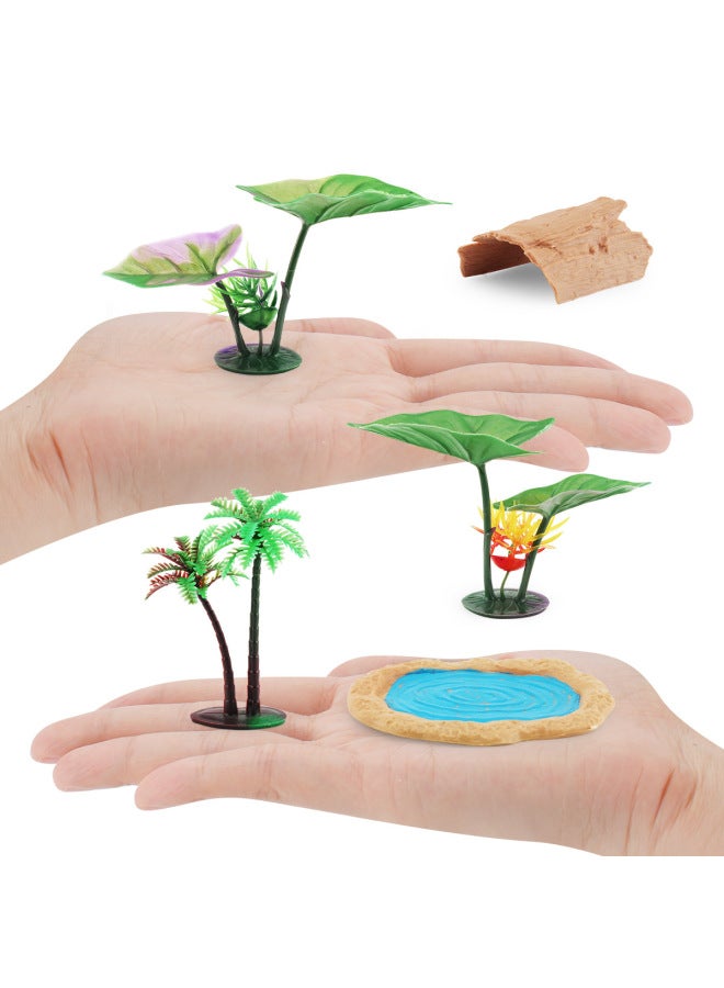 Simulation Pond Tree Lotus Leaf Wood Block Frog Model Microscopic Scene Frog Fish Pond Accessories Set Ornaments-Color:BL-8013 Fish Pond Accessories 22g  - Image 4