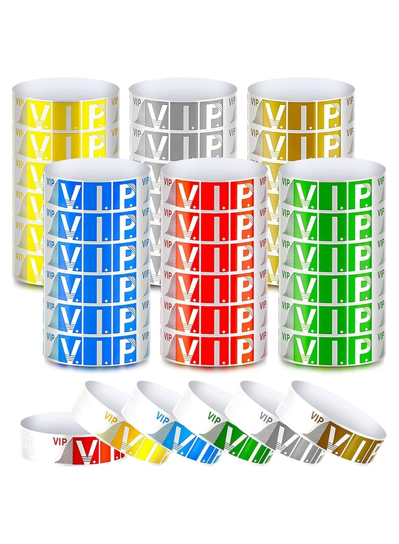 Folanry VIP Paper Wristbands for Events, 600 Pack Neon Colored Wrist Bands Waterproof Hand Bands, Lightweight Event Adhesive Wristbands for Party Club Events, 0.75 x 9.84 Inch(Mixed Color)  - Image 1
