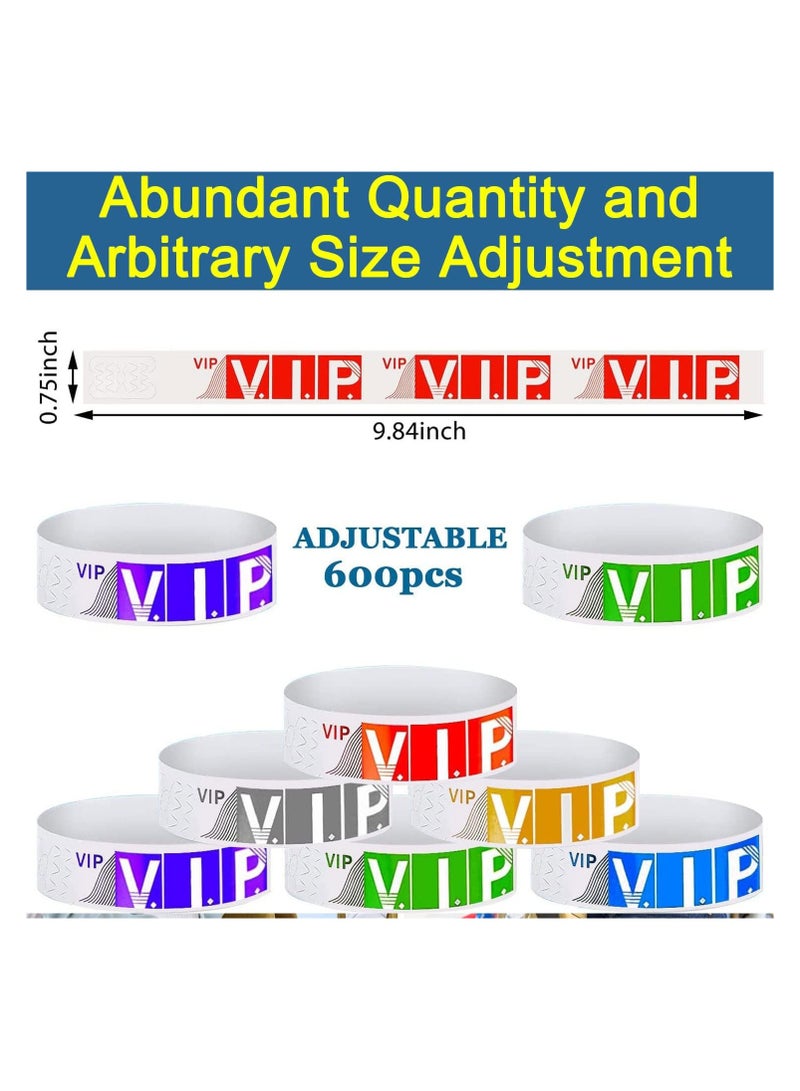 Folanry VIP Paper Wristbands for Events, 600 Pack Neon Colored Wrist Bands Waterproof Hand Bands, Lightweight Event Adhesive Wristbands for Party Club Events, 0.75 x 9.84 Inch(Mixed Color)  - Image 5